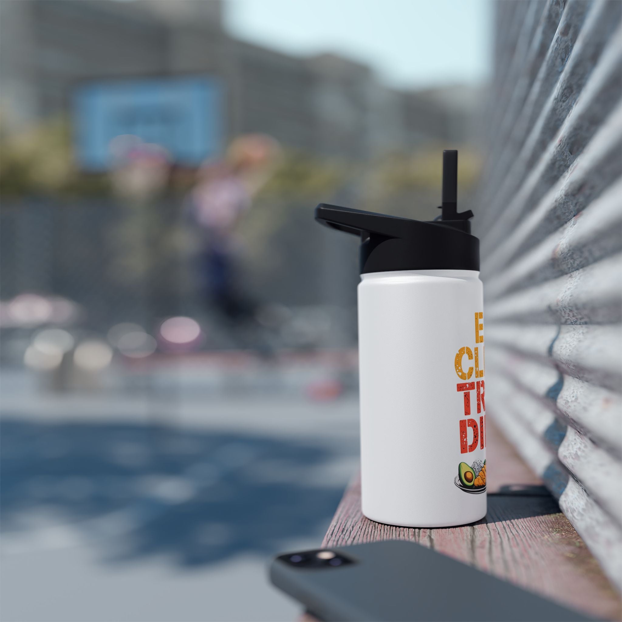 Stainless Water Bottle — "Eat Clean, Train Dirty" Fitness Bottle