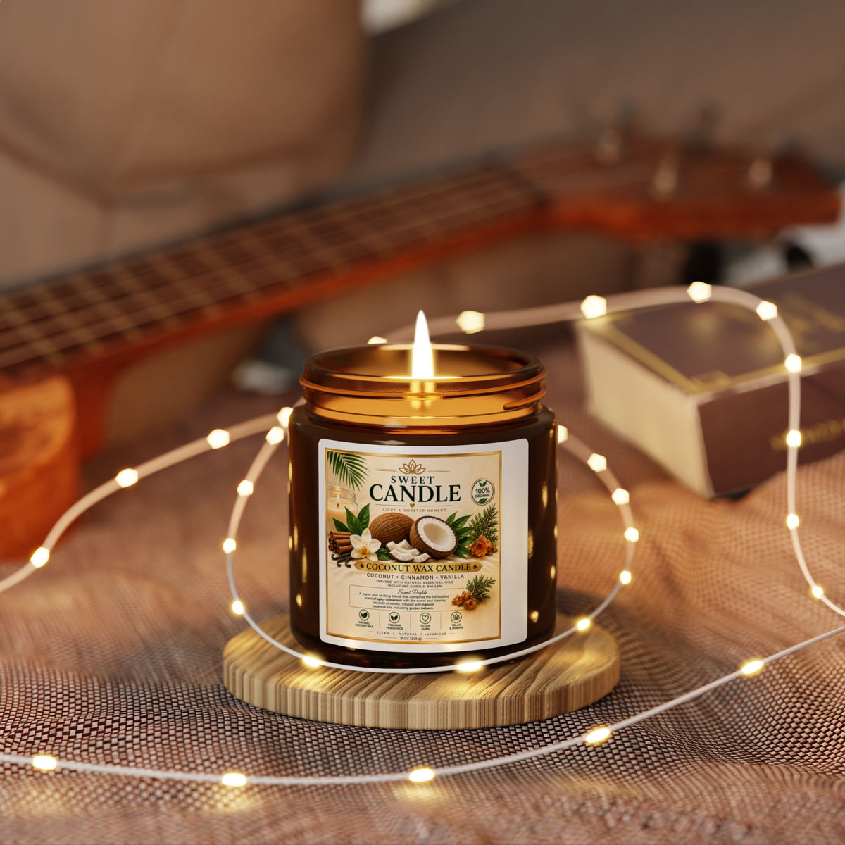 Coconut + Pine Scented Soy Candle — Amber Jar (Multi-Size)