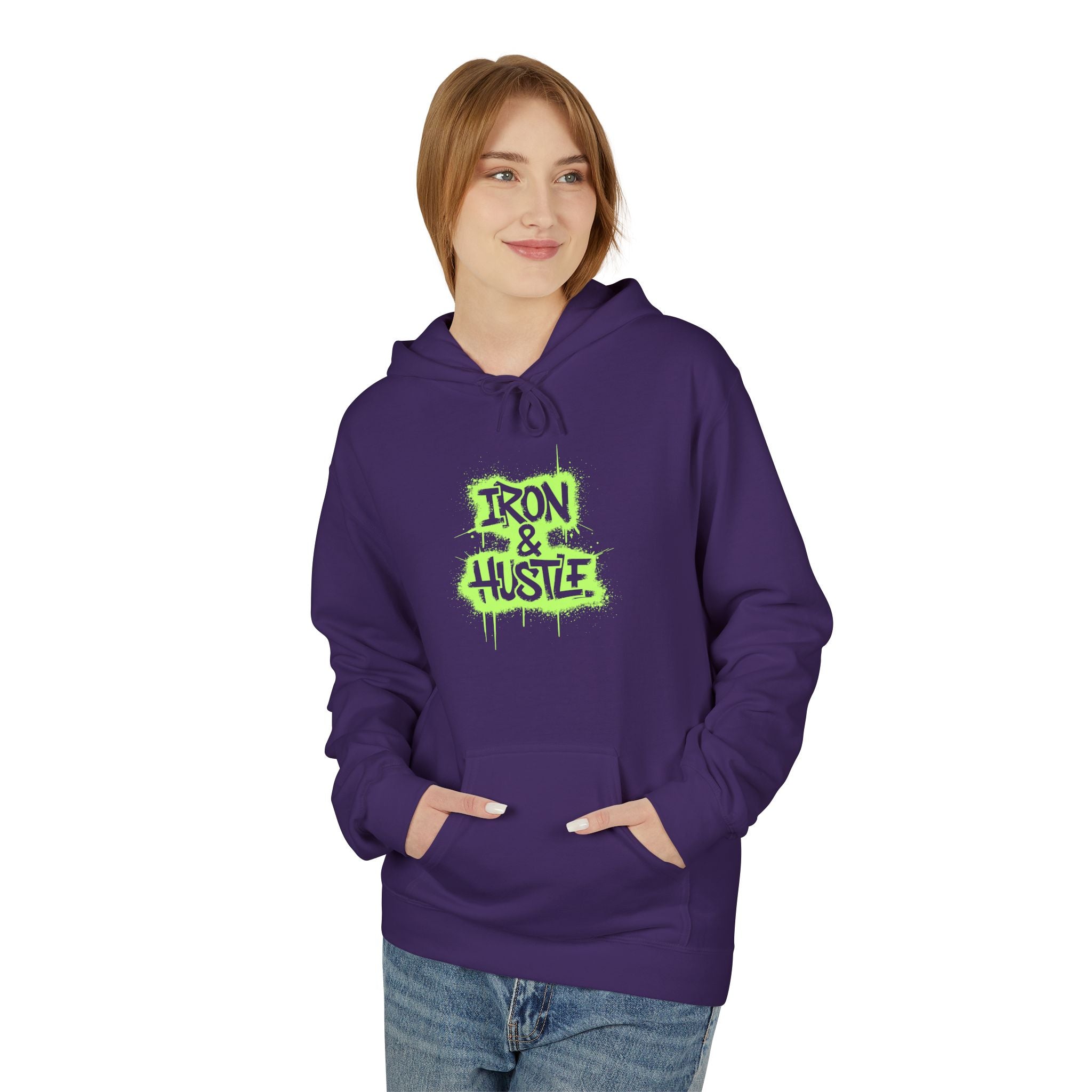 Neon Graffiti "Iron Heart" Hoodie — Streetwear Lightweight Pullover