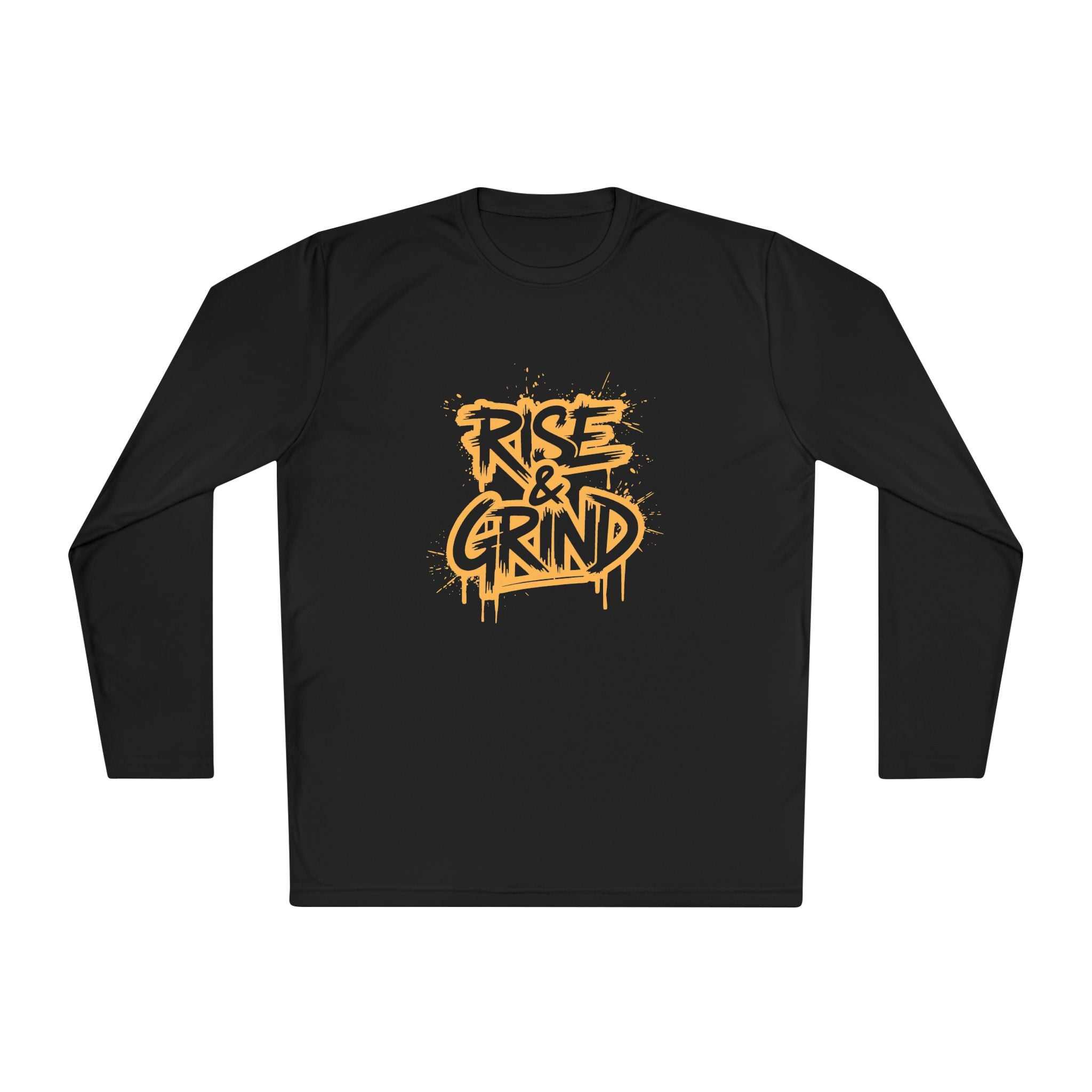 Rise & Grind Long Sleeve Tee — Retro Graffiti Motivational Shirt