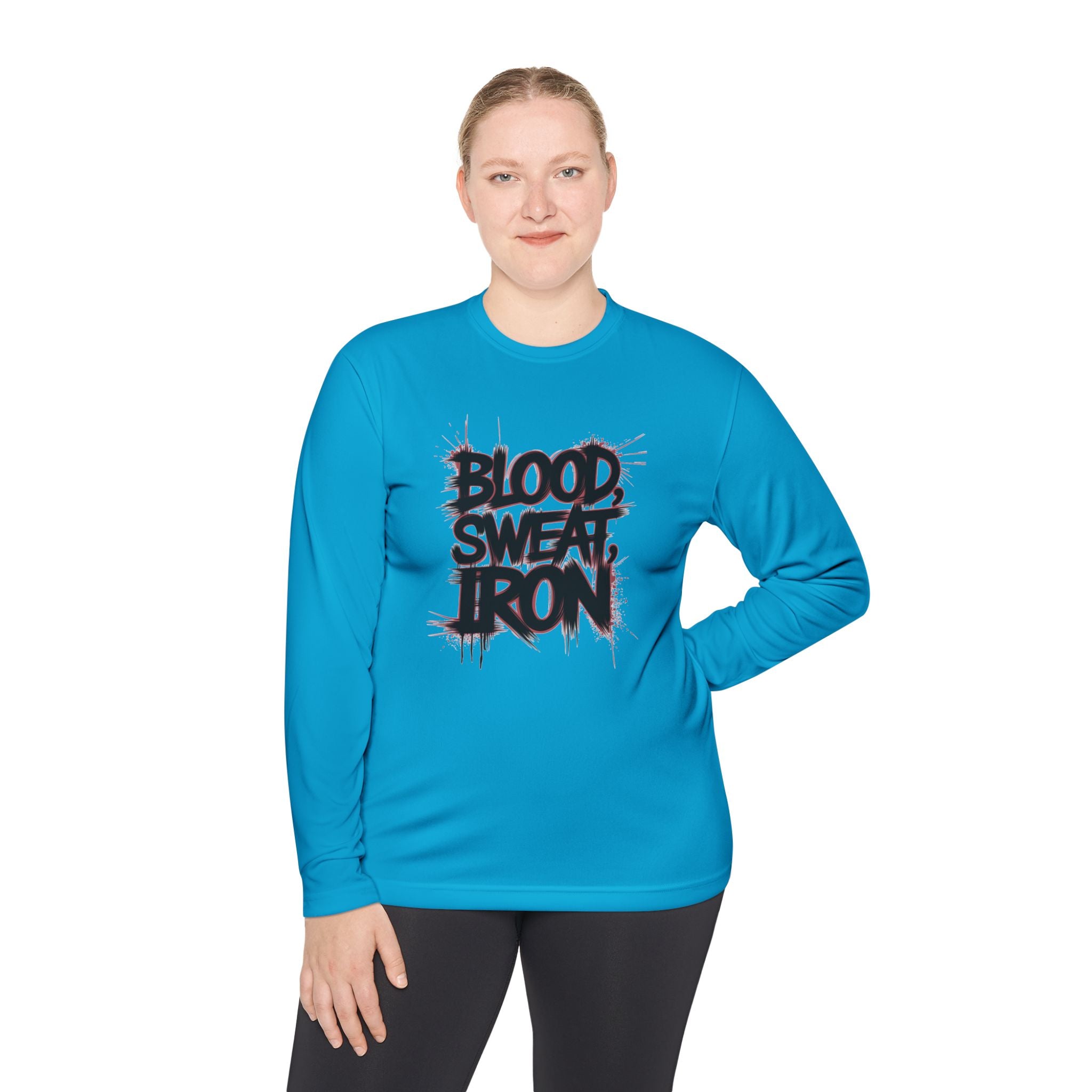 Long Sleeve Tee — "Blood Sweat Iron" Gym Workout Shirt