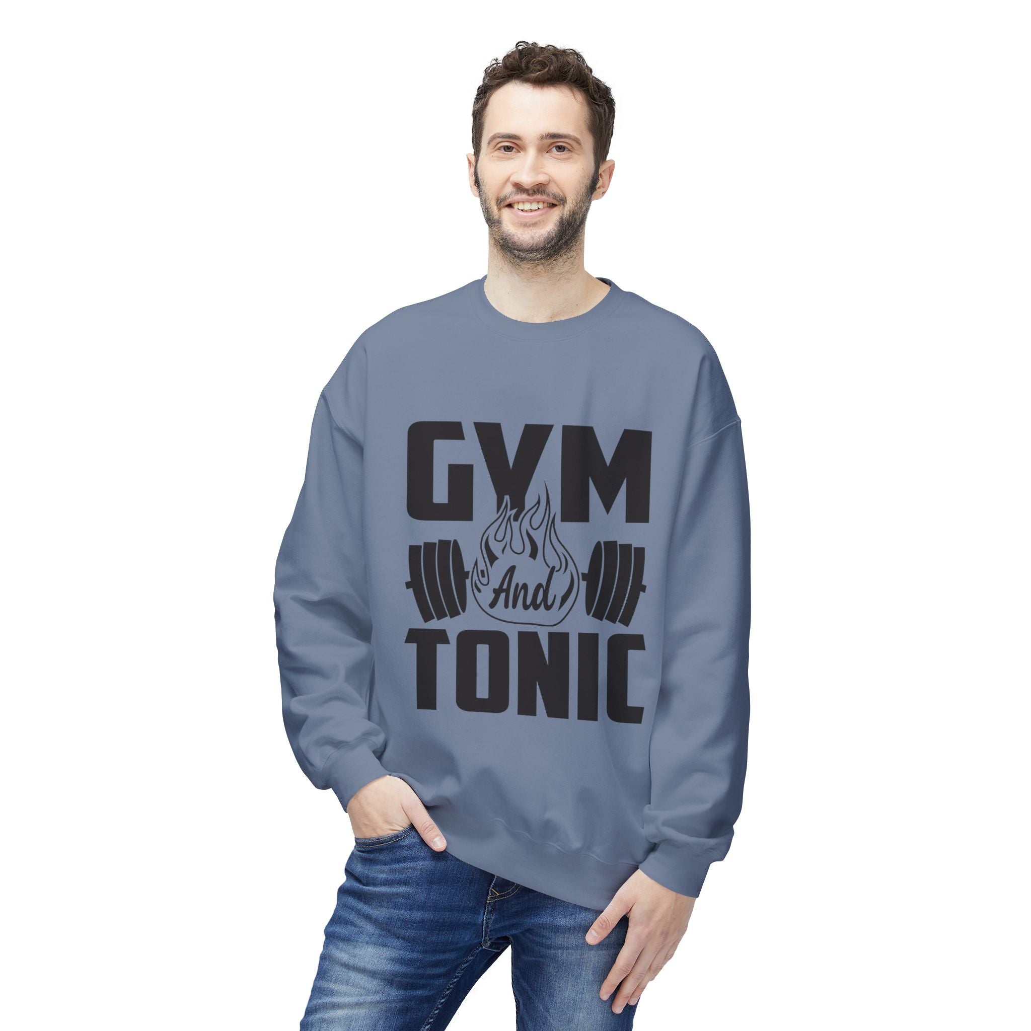 Gym and Tonic Sweatshirt | Fitness Barbell Graphic Crewneck