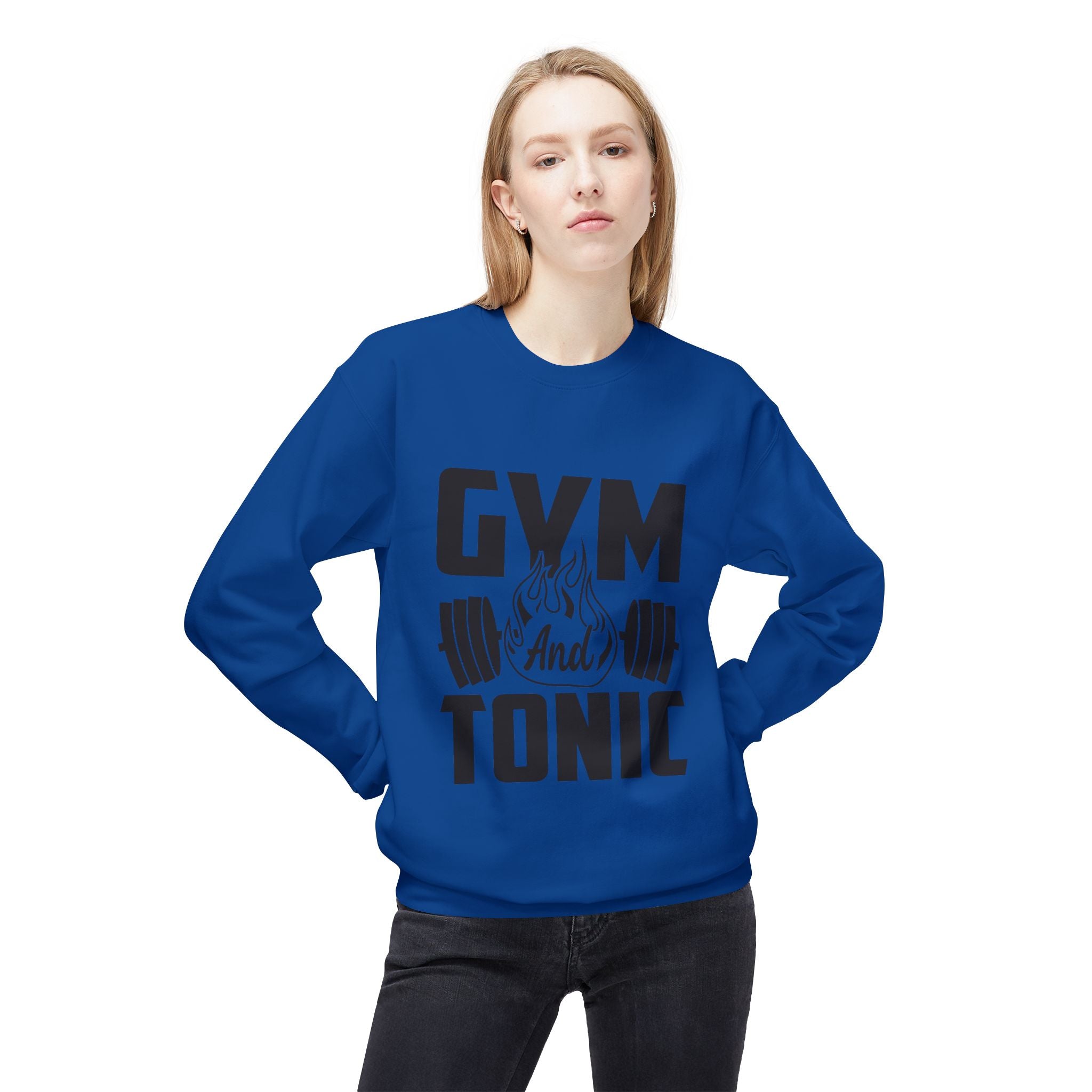 Gym and Tonic Sweatshirt | Fitness Barbell Graphic Crewneck
