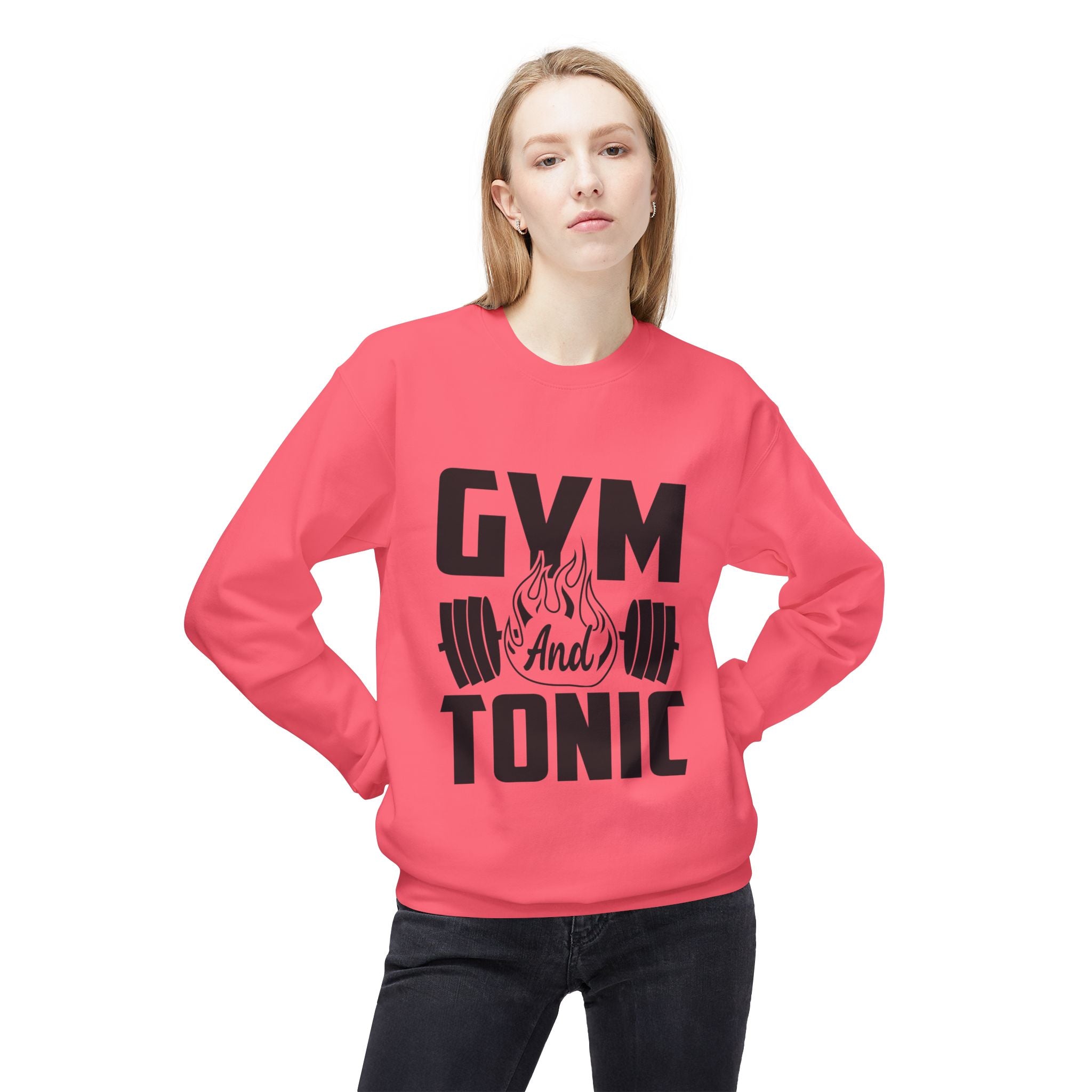 Gym and Tonic Sweatshirt | Fitness Barbell Graphic Crewneck
