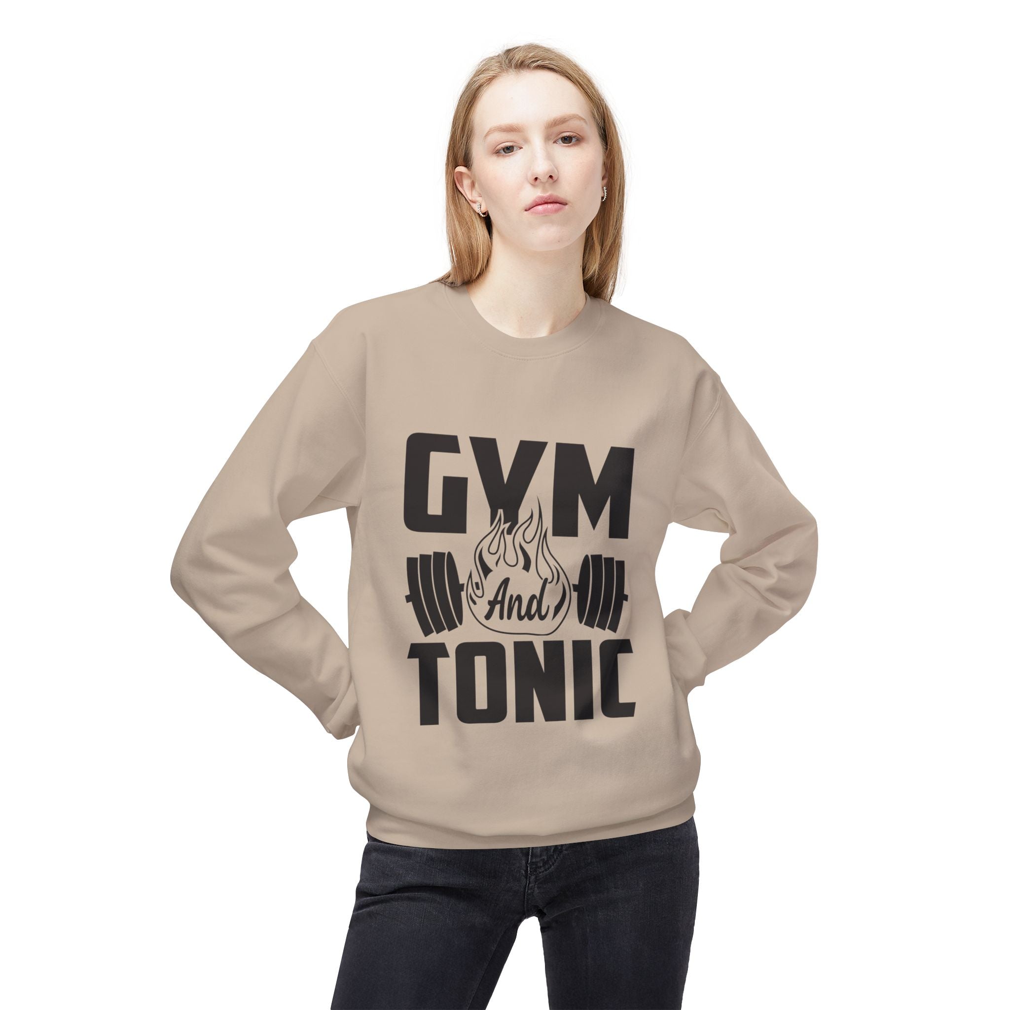 Gym and Tonic Sweatshirt | Fitness Barbell Graphic Crewneck