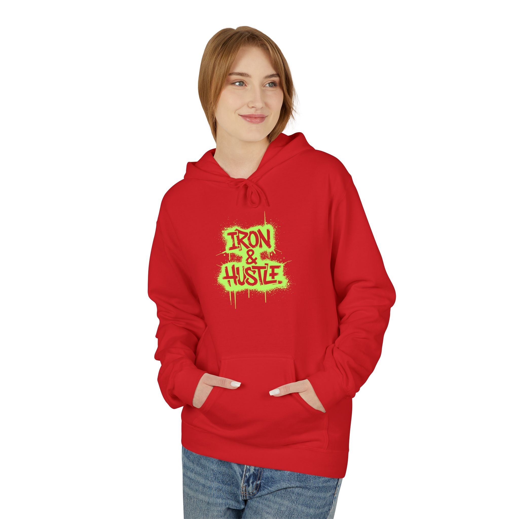 Neon Graffiti "Iron Heart" Hoodie — Streetwear Lightweight Pullover